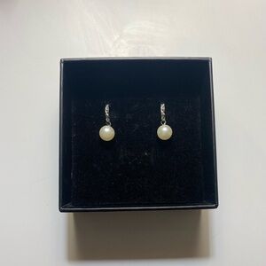 Sterling Silver Single Pearl Drop Earrings